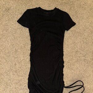 Forever 21 Small Black Ruched Drawstring T-shirt Dress